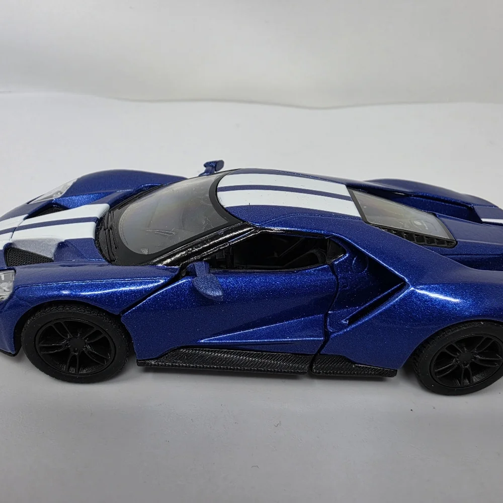 Kinsmart Ford GT Blue White Racing Stripes Race Car